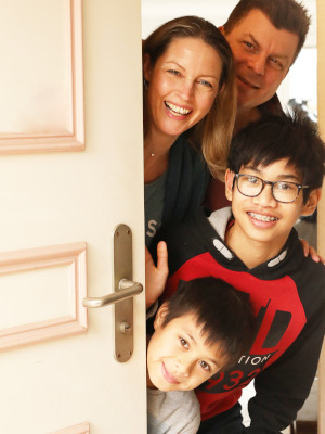 LeFeuvre family behind door