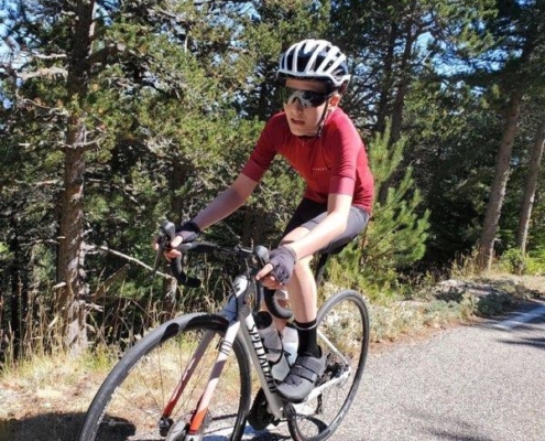 Kyan cycling on the road