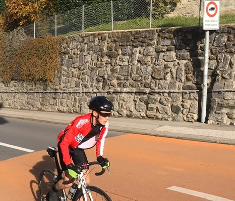 Kyan cycling on the road
