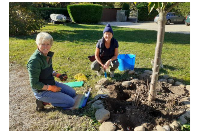 two ladies gardening
